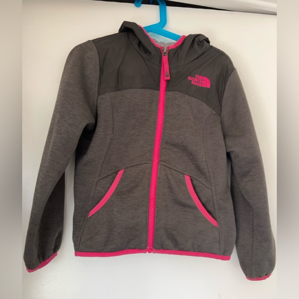 The North Face Kids' reversible Gray and Pink Hoodie